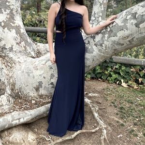 Navy One Shoulder Dress